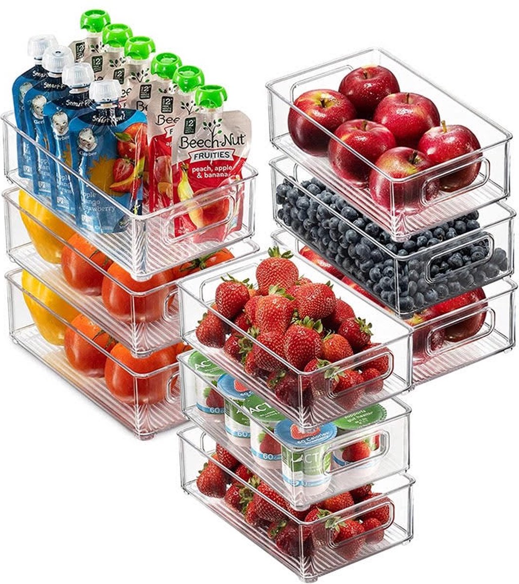 Koelkast Organizer – Set van 9 Stuks – Opbergbak - Lade Organizer – 3 Afmetingen