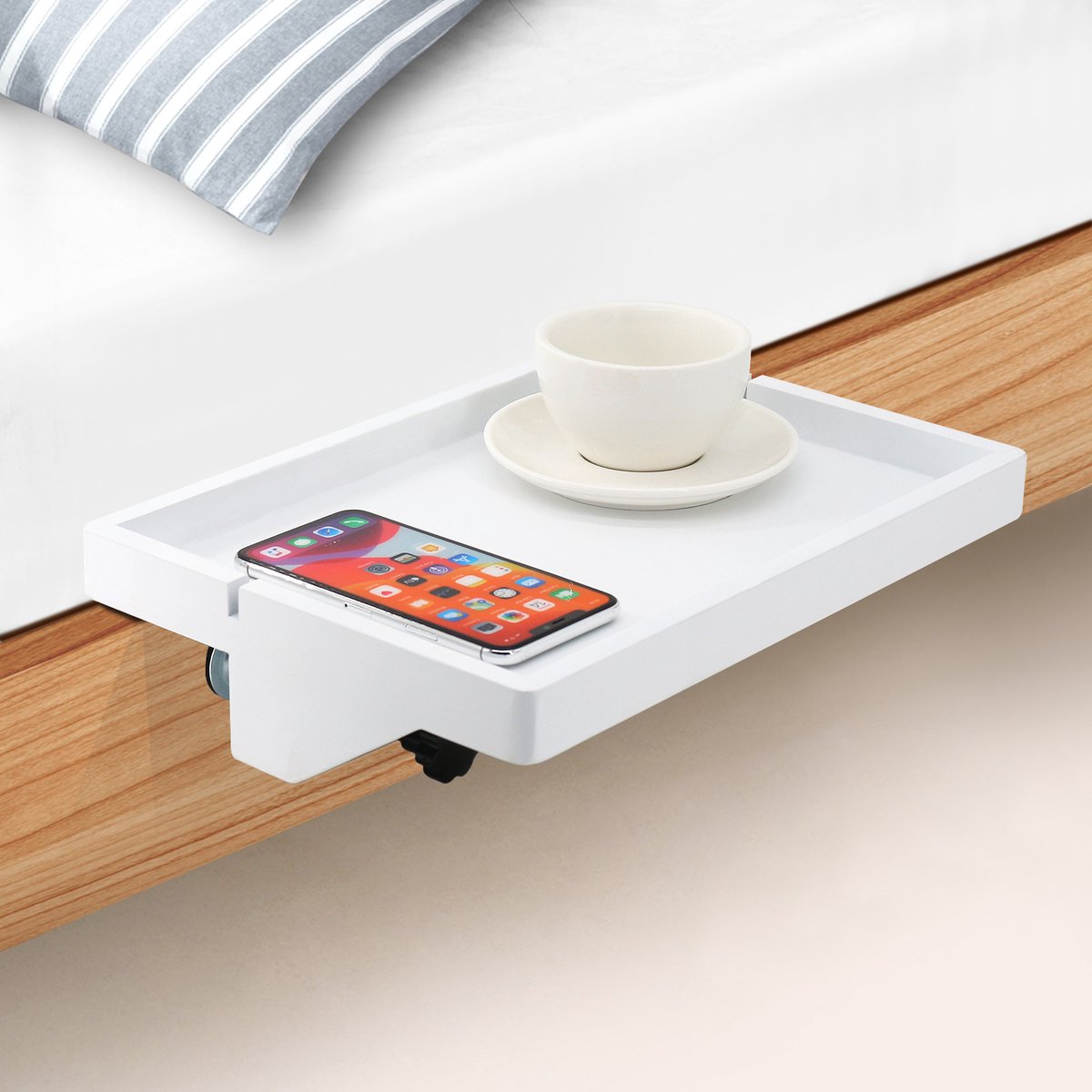 Bedplank - Zwevend nachtkastje - Bamboe - Wit