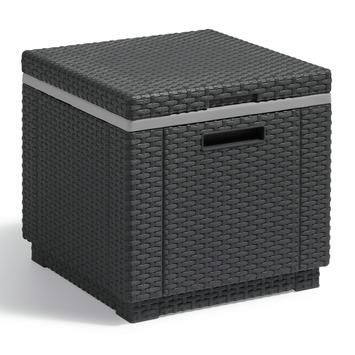 Allibert Cube Tuintafel - Multifunctionele Koelbox 42x42x39 cm - Grafiet