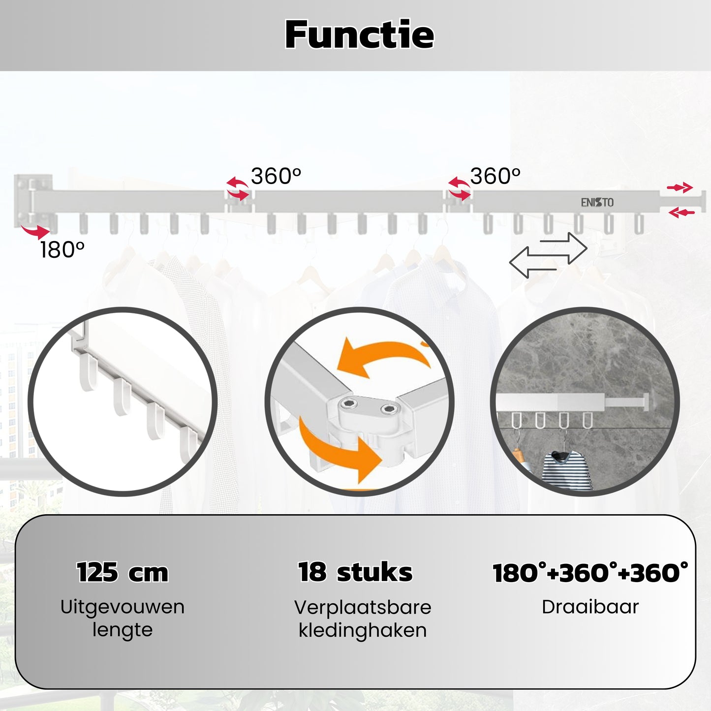 Wanddroogrek - Inklapbaar Wasrek - Droogrek Hangend - Wit