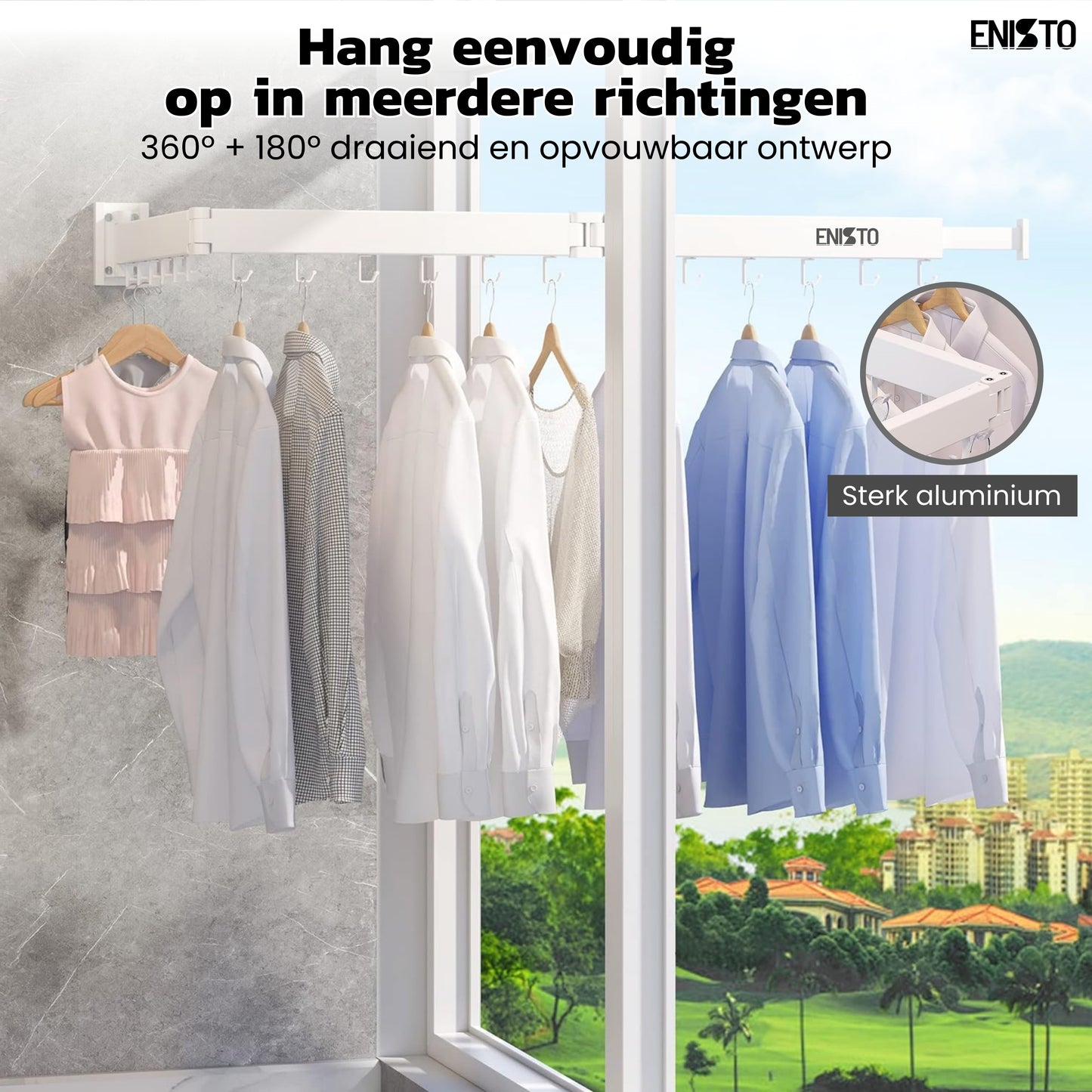 Wanddroogrek - Inklapbaar Wasrek - Droogrek Hangend - Wit