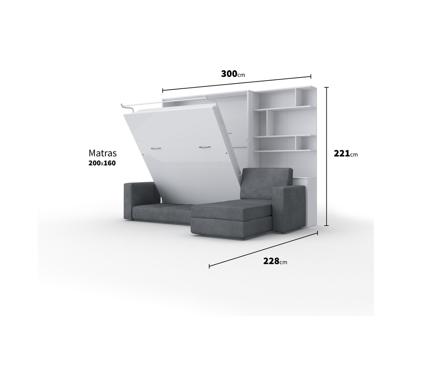 INVENTO SOFA MAX Verticaal Vouwbed Inclusief Hoekbank + Kast - Opklapbed - Bedkast