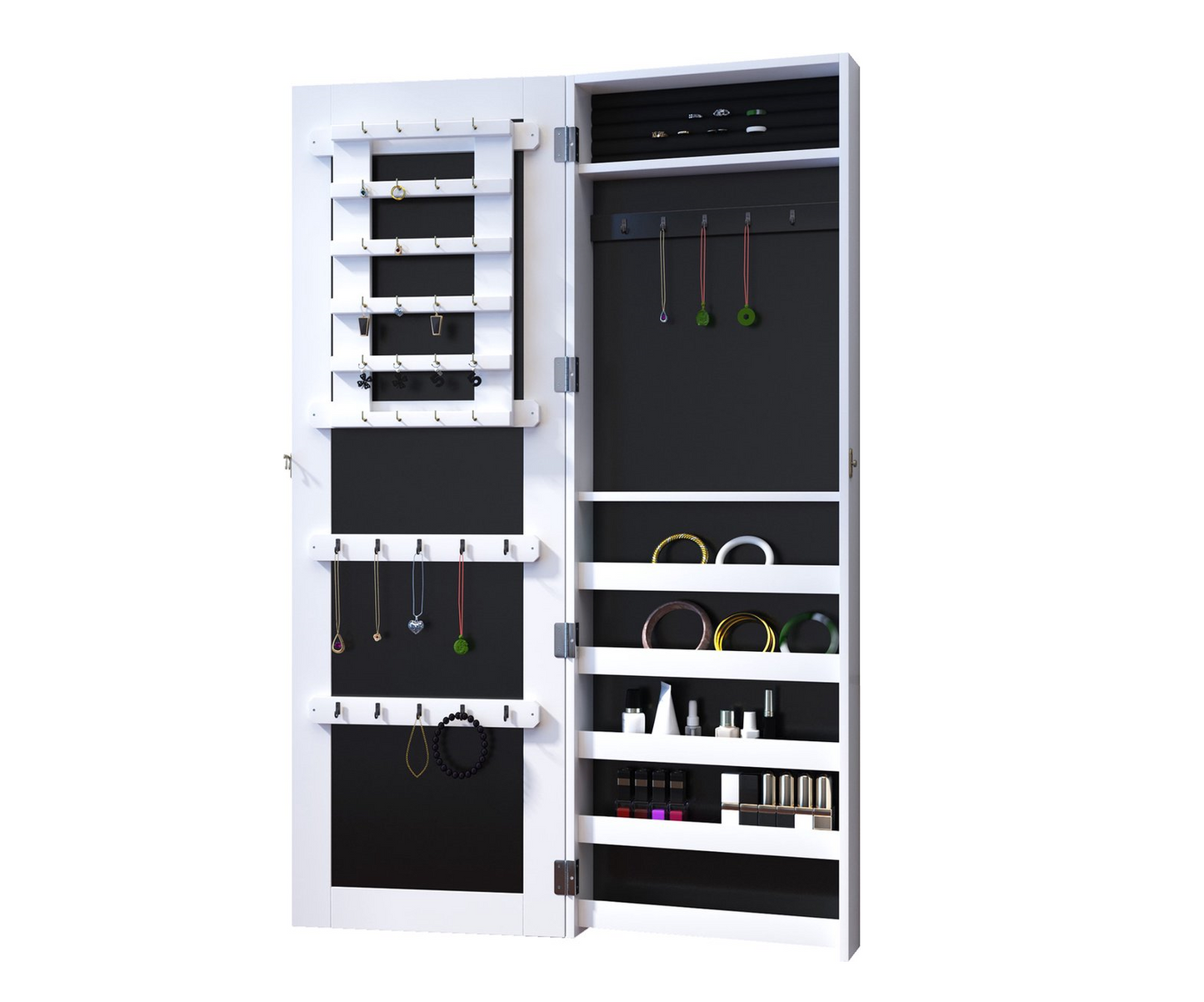 HOMCOM 2-in-1 sieradenkast - wandspiegel - spiegelkast - sieraden - ladekast - spiegel