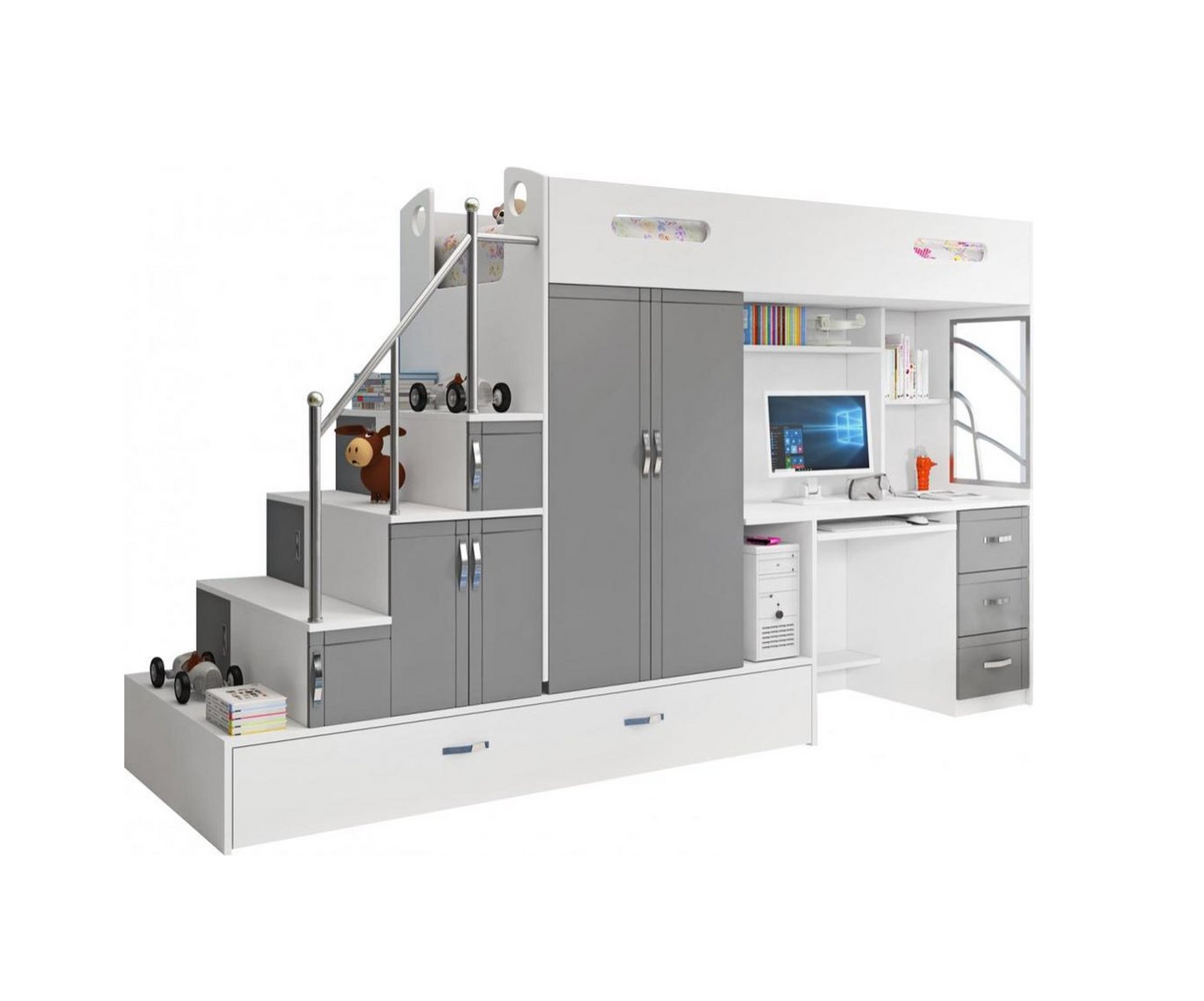 Hoogslaper met bureau en kast Multi Straight