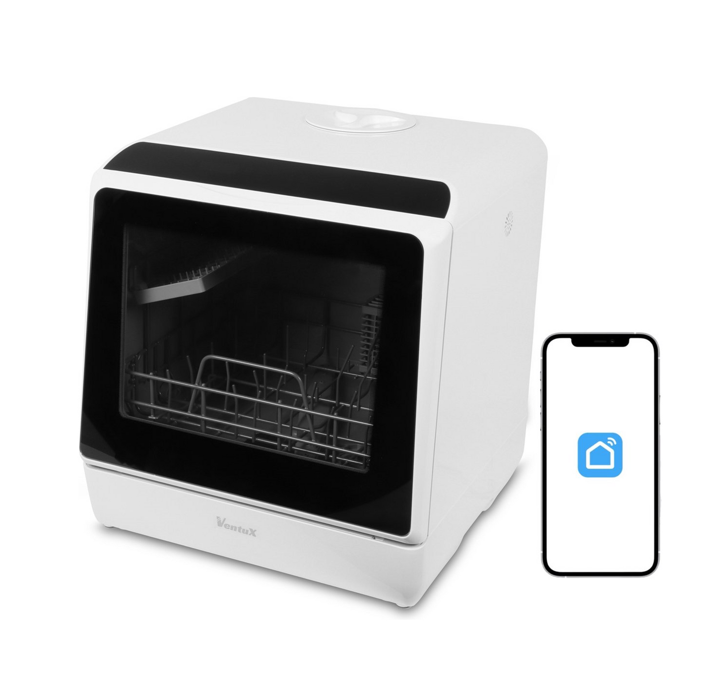 Ventux® Mini Vaatwasser Incl. App – Afwasmachine – 5 Programma’s – 900 Watt - Wit