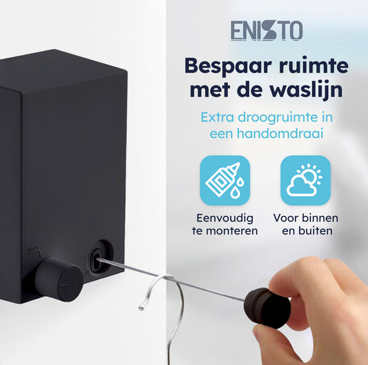 Waslijn uittrekbaar - Zwart - Enkele lijn - 4.2m